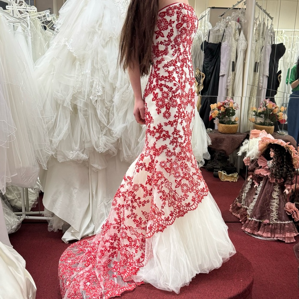IN SEARCH OF TIFANNY DESIGNS RED LACE GOWN IN SIZE 2!! *DO NOT BUY- ISO POST*